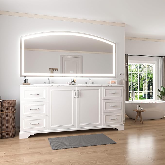 Hasipu 77" x 36" Arch LED Bathroom Mirror, Frontlit Wall-Mounted Vanity Mirror - Image 6