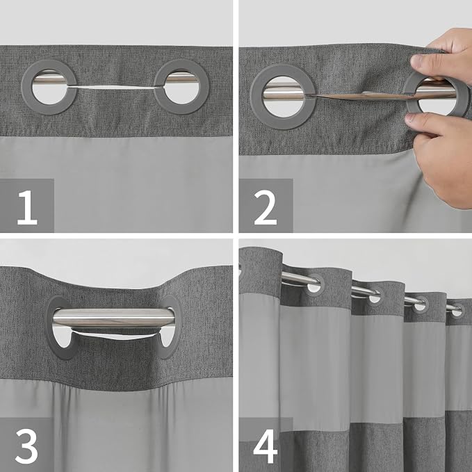 No Hooks Needed Linen Textured Shower Curtain - Image 5