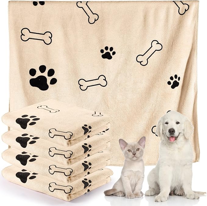 Chumia 4 Pcs Dog Towels for Drying Dog Puppy Bulk Microfiber Absorbent Paw by Chumia