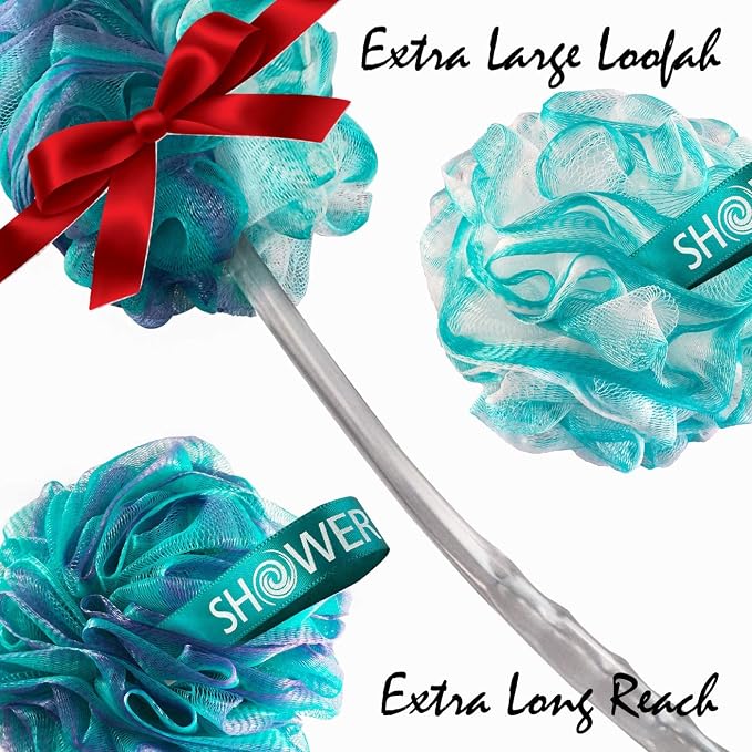 SHOWER BOUQUET 2-Sided-Loofah-Back-Scrubber & Bath-Sponge Set // - Image 6