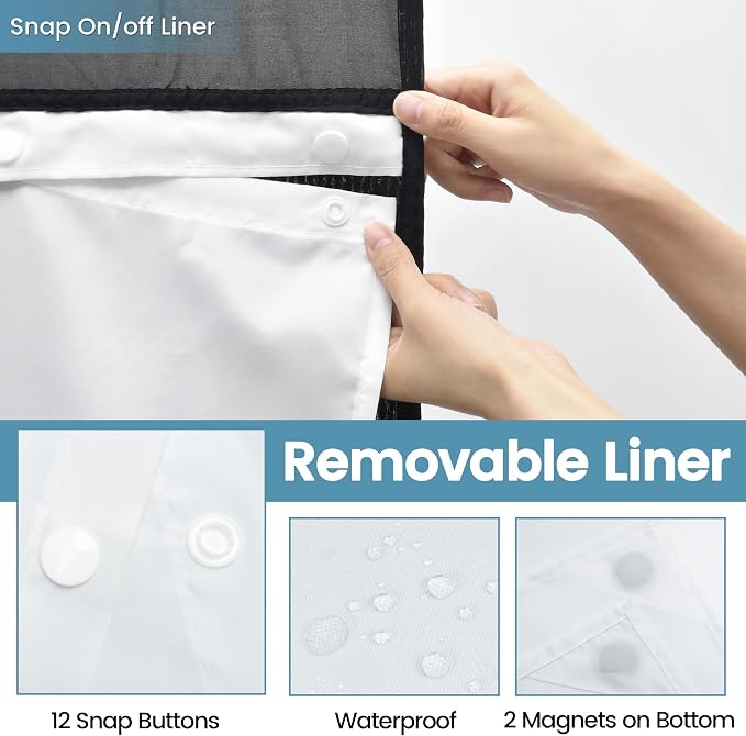 Long No Hook Shower Curtain - Image 6