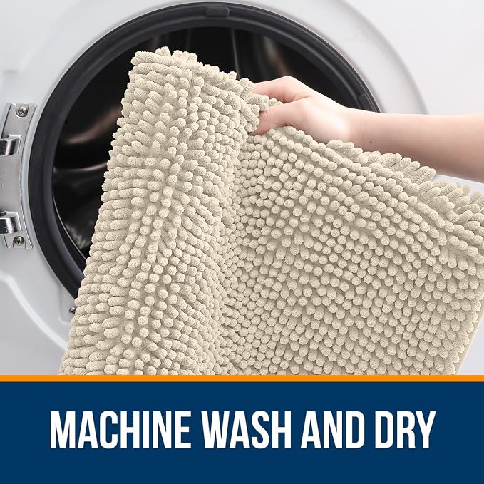 OLANLY Bathroom Rugs 24x16, Extra Soft Absorbent Chenille Bath Rugs, Rubber - Image 5