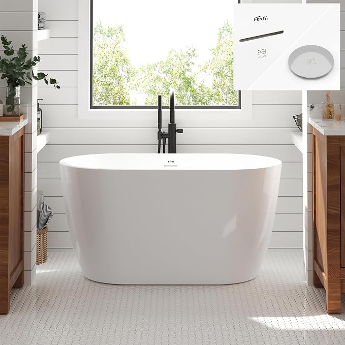 FerdY 47" Bali Acrylic Freestanding Bathtub, Gracefully Shaped Freestanding by FerdY