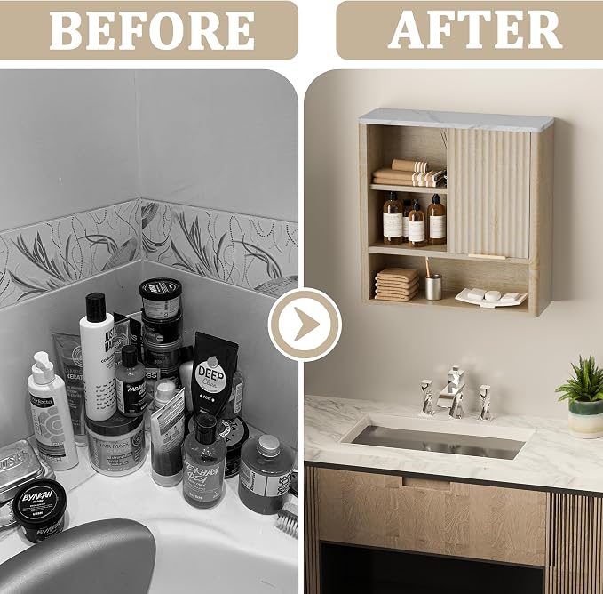 24” Bathroom Wall Cabinet, Modern Wood Medicine Cabinet - Image 5
