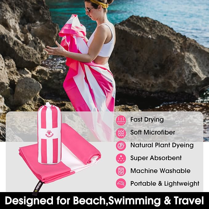 4Monster Microfiber Beach Towel Quick Dry, Super Absorbent Lightweight Travel - Image 2