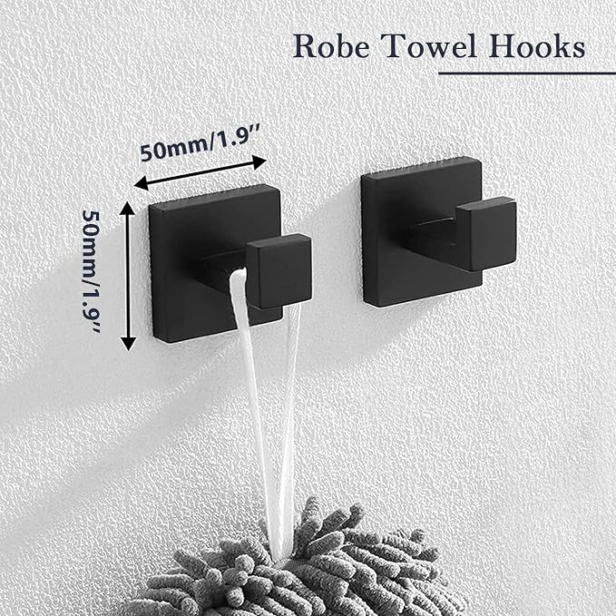 16 in Matte Black Bathroom Accessories Set, Bath Towel Bar Set, Stainless Steel - Image 4