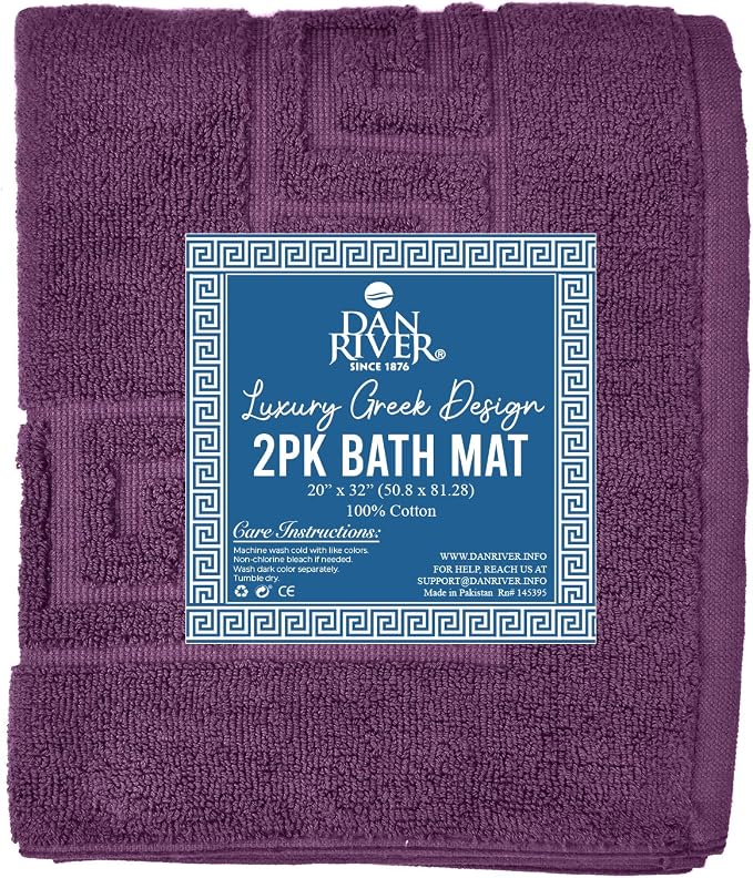 DAN RIVER Greek Cotton Bath Mats Set of 2 – Not a Bathroom Rug, Ultra Soft - Image 4