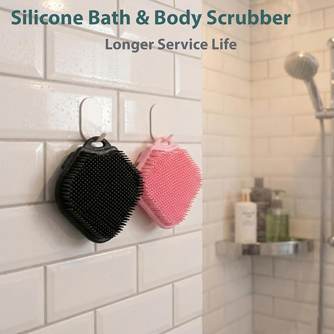 2 PC Silicone Body Scrubber, Exfoliating Shower Bath Scrubber, Soft Silicone - Image 2