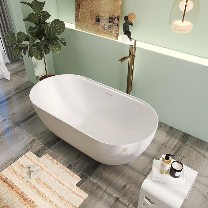 59" Premium Solid Surface Freestanding Bathtub - Image 4