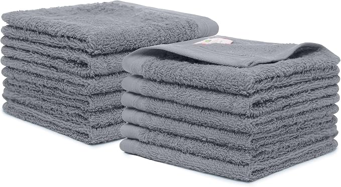 100% Cotton Washcloths Set 13” x 13” | Dark Grey Towels | Set of 24 Ultra Soft - Image 5