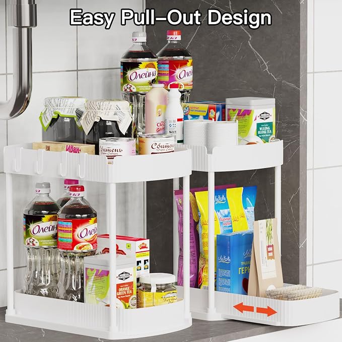 2 Pack Multi-Purpose Pull-Out Storage Organizers, Under Sink Organizers and - Image 4