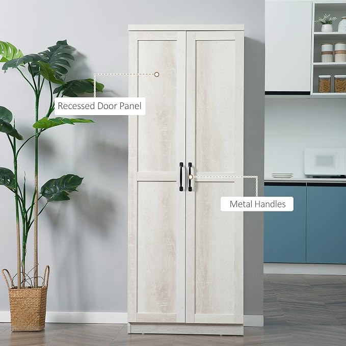 HOMCOM 63" 2-Door Kitchen Pantry, Freestanding Storage Cabinet - Image 7
