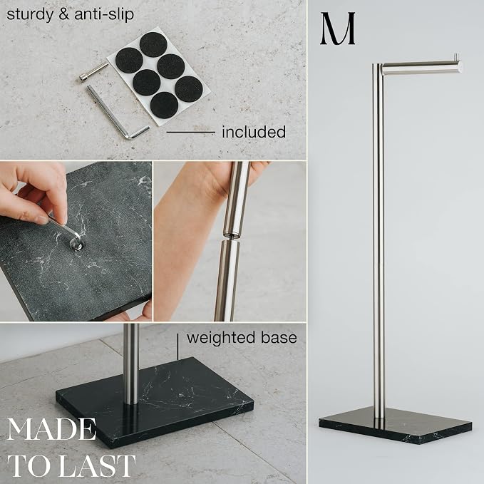 MARMOLUX ACC Free Standing Brushed Nickel Toilet Paper Holder Stand - Image 3
