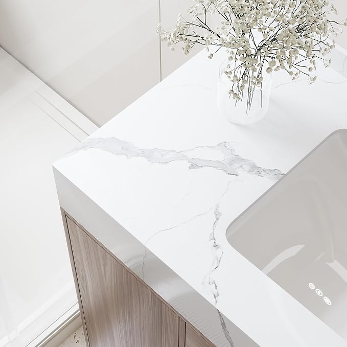 Bathroom Vanity with Sink 39" Floating Bathroom Vanity Sintered Stone Modern - Image 7
