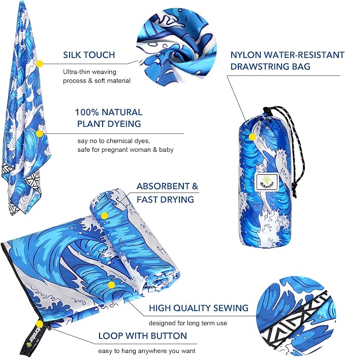4Monster Microfiber Beach Towel Quick Dry, Super Absorbent Lightweight Travel - Image 3