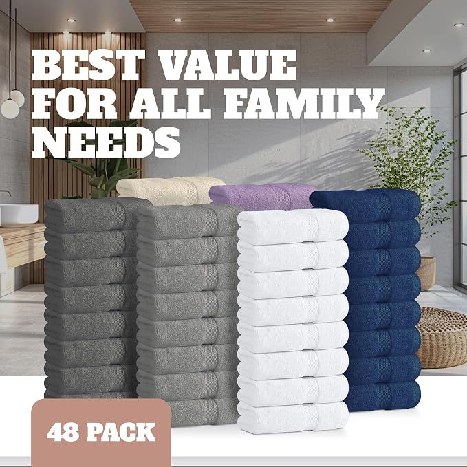 Wealuxe Multi Washcloths 48 Pack - Image 3