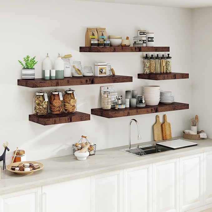 Heimlove Rustic Brown Bathroom Shelves Floating Shelves - Image 7