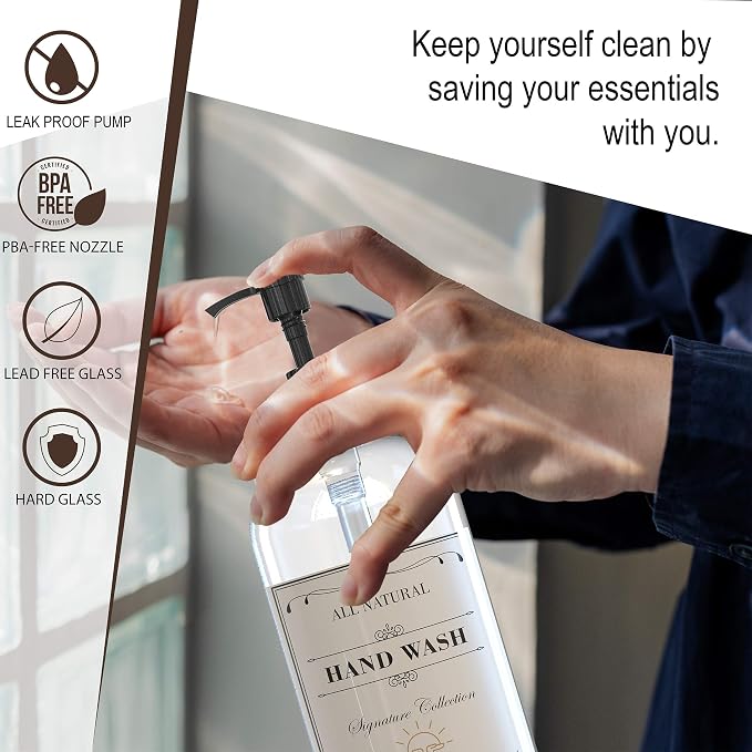 16 OZ Thick Clear Glass Soap Dispenser - Image 2