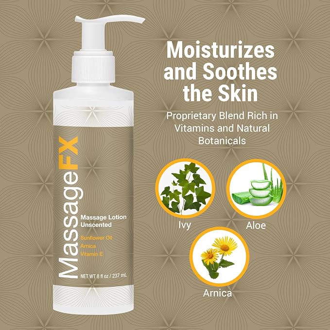 Massage FX Unscented Massage Lotion, 8 oz Pump Bottle - Image 6