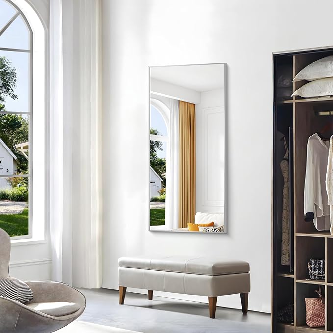BONEWEI Silver Bathroom Mirror, 24x48 inch Wall Mirror - Image 4