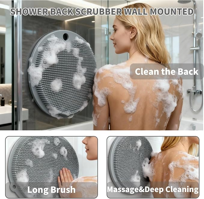 2 Pack Shower Foot Scrubber & Shower Back Scrubber Wall Mounted - Image 4