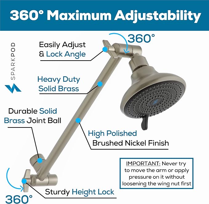 SparkPod 11" Solid Brass Shower Head Extension Arm - Image 3