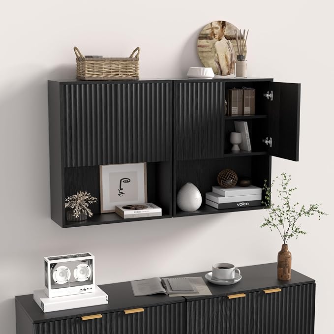Fluted Bathroom Wall Cabinet Over The Toilet Storage, Wall Mounted Cabinet - Image 2
