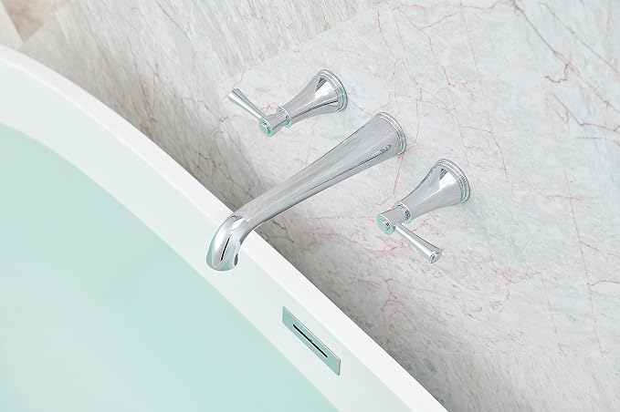SITGES High Flow Chrome Wall Mount Bathtub Faucet - Image 2