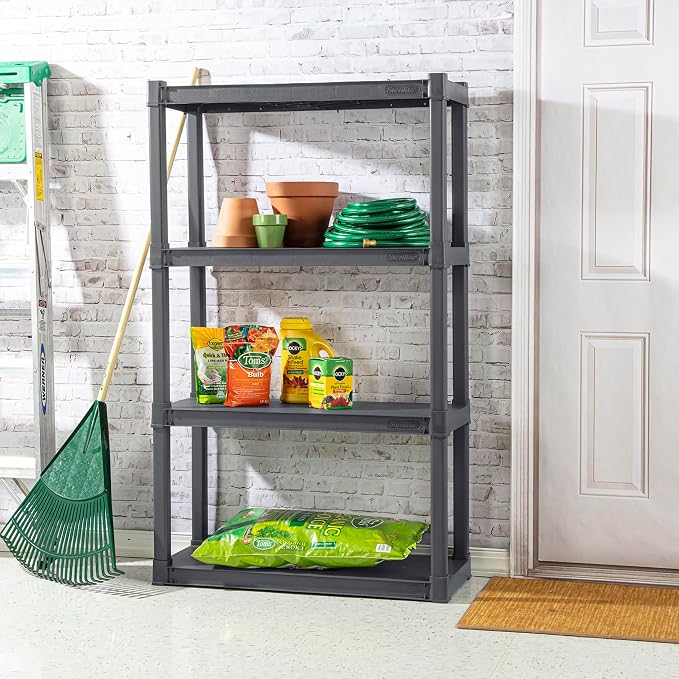 STERILITE 01643V01 4 Shelf Durable Solid Surface Shelving Unit, Flat Grey - Image 5