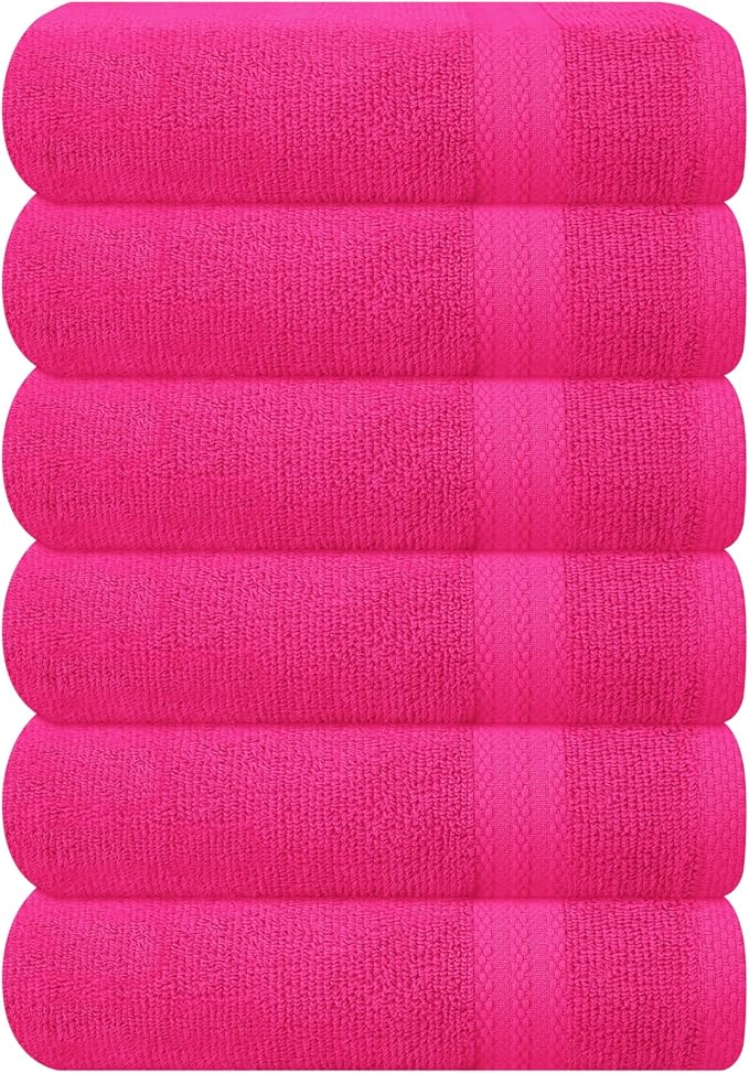 GLAMBURG Ultra Soft 6-Piece Hand Towel Set 16x28-100% Ringspun Cotton by GLAMBURG