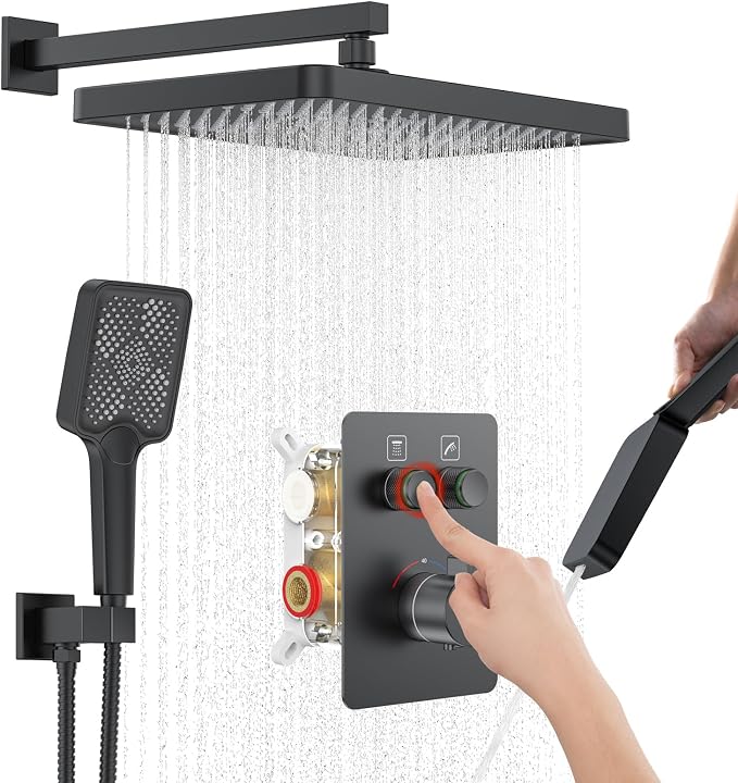 Thermostatic Shower System 13-Inch Rainfall Shower Head by KOJOXSANITARY