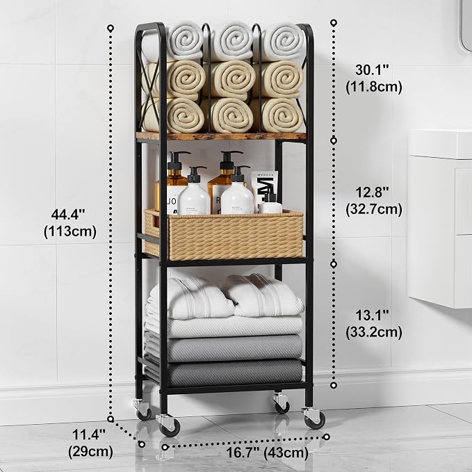 niffgaff 3-Tier Movable Towel Rack, Free-Standing Towel Holder - Image 3