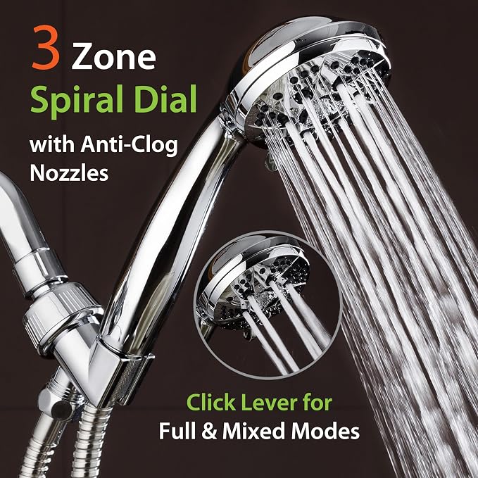 AquaDance High Pressure 6-Setting 3.5" Chrome Face Handheld Shower - Image 4