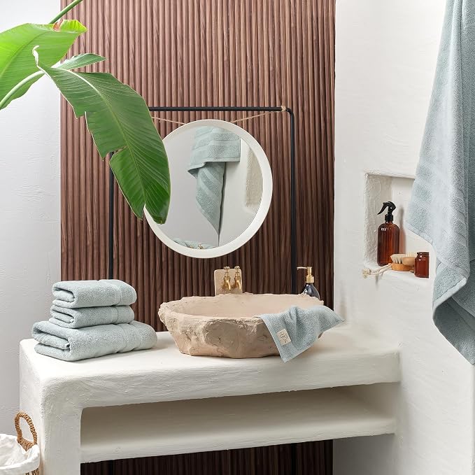 SOFE H&L | Olea Luxury Turkish Cotton Hand Towels Set of 4 Light Blue | Premium - Image 2