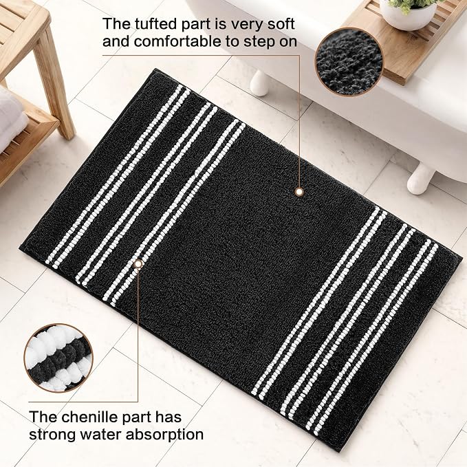 Kmson Bathroom Rugs Mat, Non-Slip Fluffy Thick Water Absorbent Microfiber Mat - Image 3