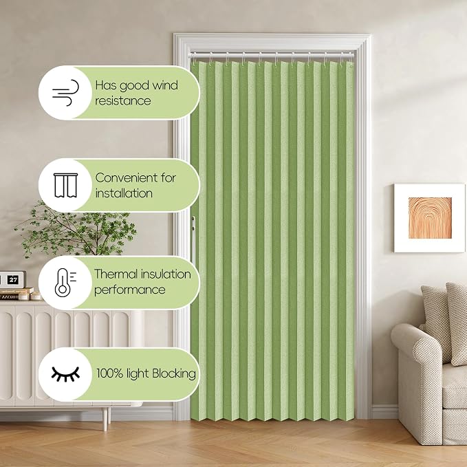Accordian Door Curtain, 100% Blackout Folding Magnetic Doorway Curtains - Image 8