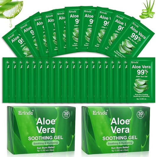 Erinde 60 Pack Aloe Vera Gel for Face, Hair & Body, 99% Pure Aloe Vera Gel for by Erinde