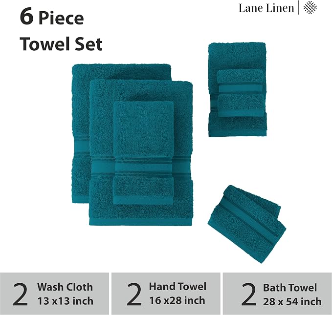 LANE LINEN Luxury 6-Piece Bath Towel Set - Image 3