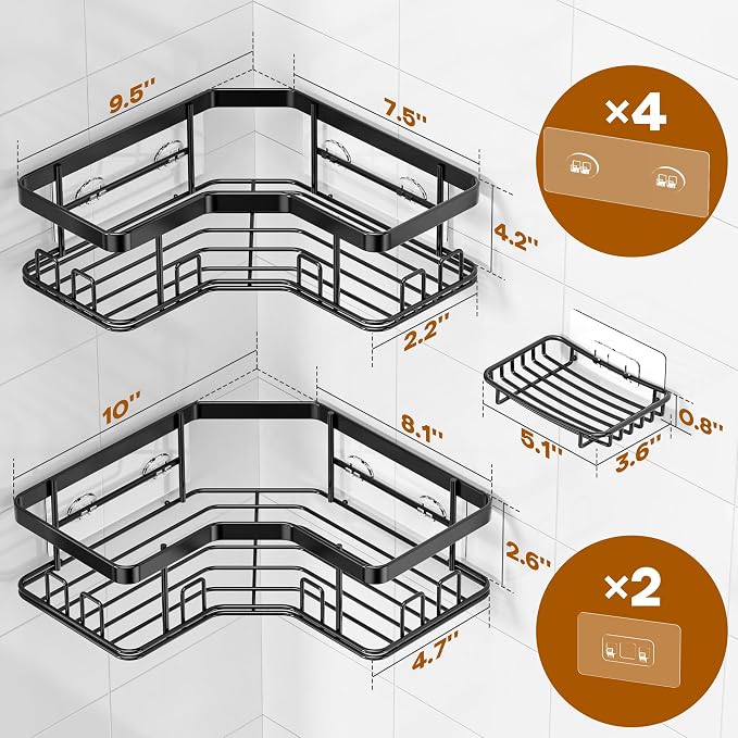 MAXIFFE 3 Pack X-Large Corner Shower Caddy - Image 6