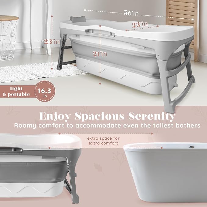 Portable Bathtub for Adult- Extra Large 56" Foldable Collapsible tub. - Image 6