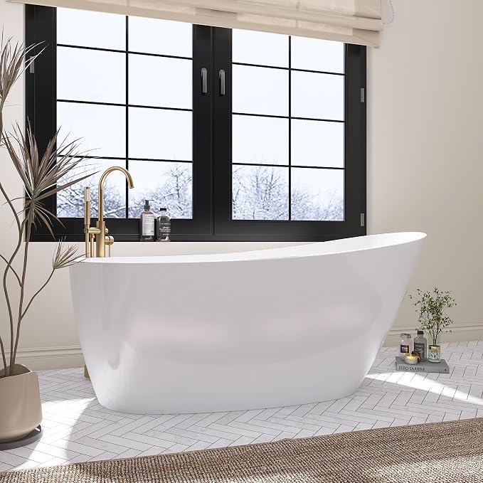 67" Free Standing Tub, Pure Acrylic Freestanding Bathtub, Stylish Stand Alone by Sylonwill