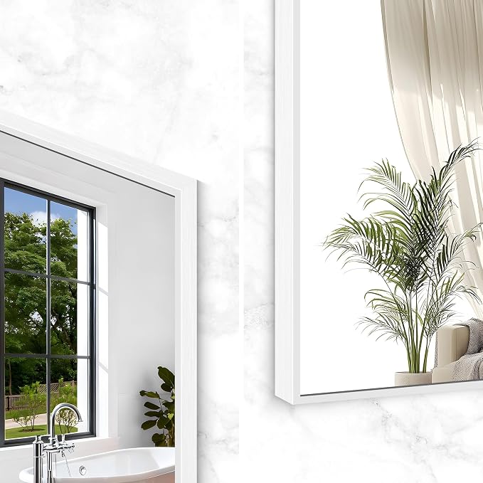 BONEWEI White Bathroom Mirror, 36x48 inch Wall Mirror - Image 6