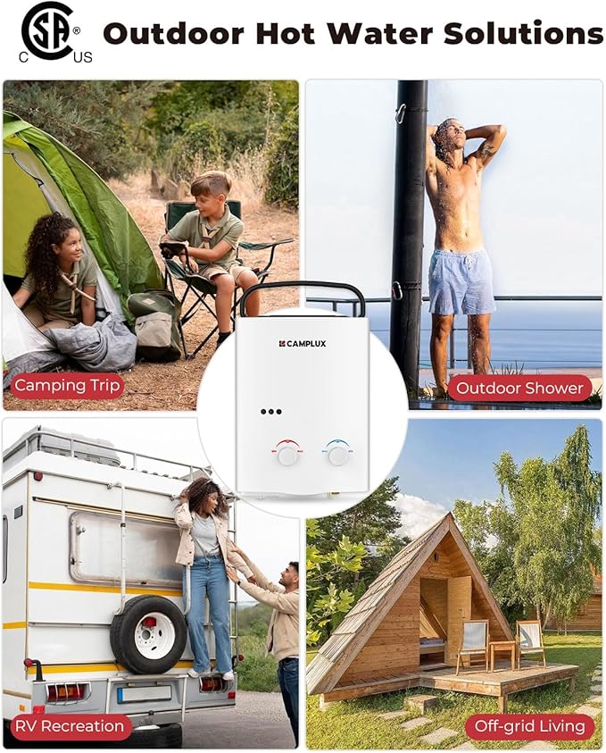 CAMPLUX Tankless Water Heater Outdoor, 1.32 GPM Portable Propane Camping Water - Image 6