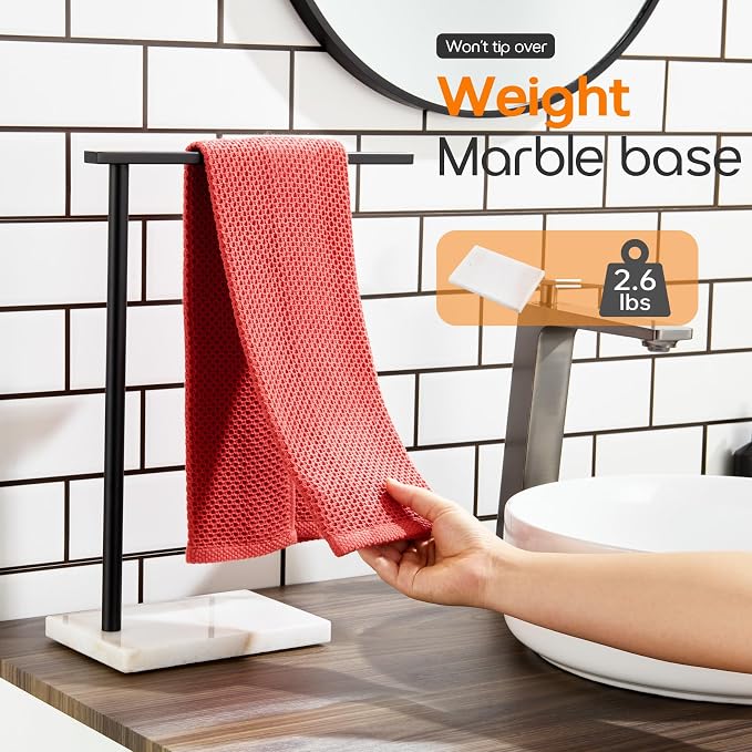 Black Towel Racks Stand 1-Tier Hand Towel Holder - Image 4