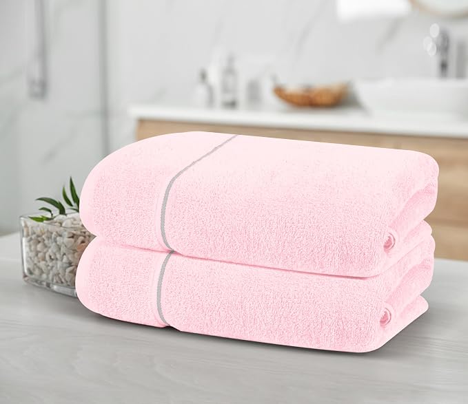 MyOwn Cotton 2 Pack Oversized Bath Towel Set 28x55 inches, Large Bath Towels - Image 3