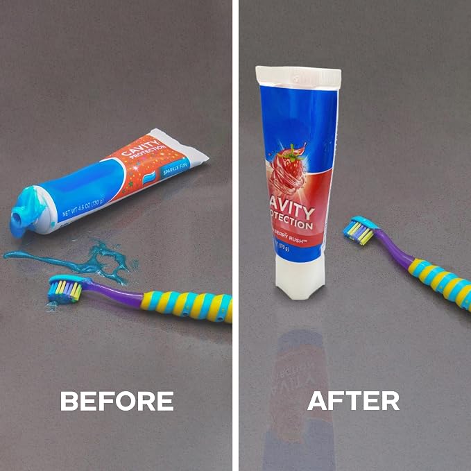 Chrome Cherry SqueezMe Self-Closing Toothpaste Caps, Silicone Lid - Image 5