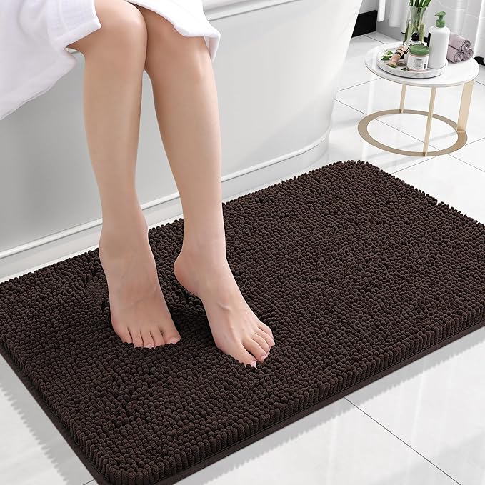 OLANLY Bathroom Rugs 24x16, Extra Soft Absorbent Chenille Bath Rugs, Rubber by OLANLY