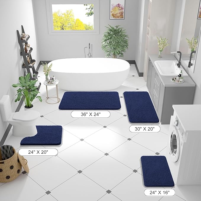 OLANLY Bathroom Rugs 36x24, Extra Soft Absorbent Chenille Bath Rugs, Rubber - Image 2