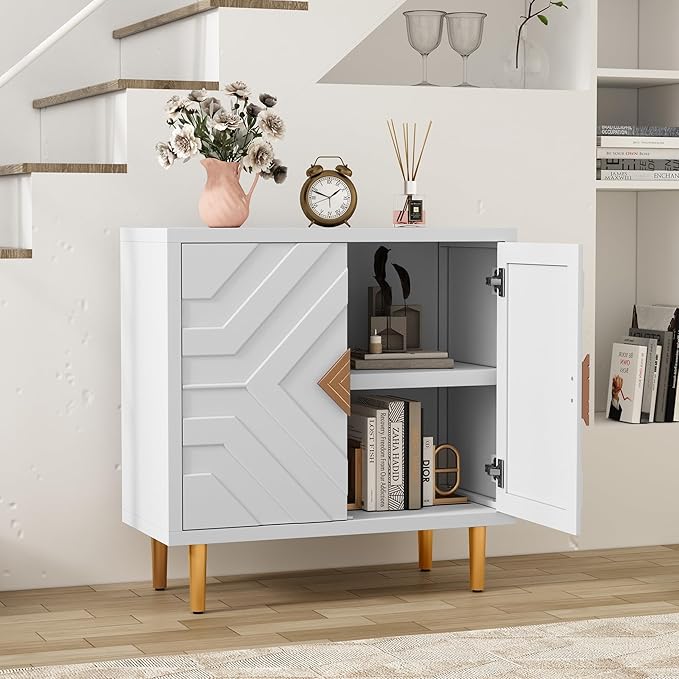 HLR Storage Cabinet with 2 Doors, Accent Cabinet with Decorative Embossed - Image 4