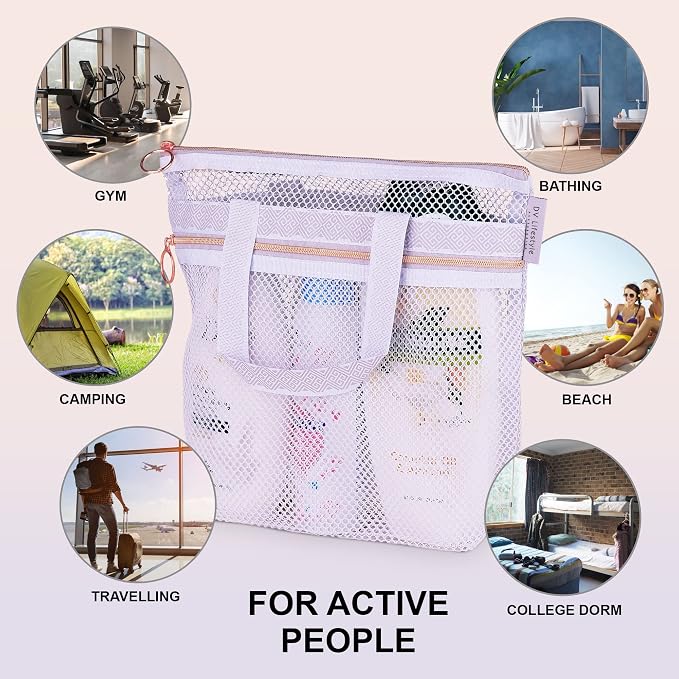 Mesh Shower Bag 10.2x9.9'' Quick-Dry Caddy - Image 4